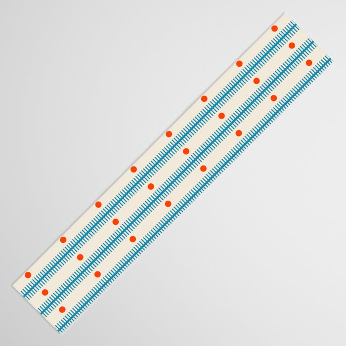 Stripes With Lines and Dots pattern blue and red  Table Runner Gallery Image 3
