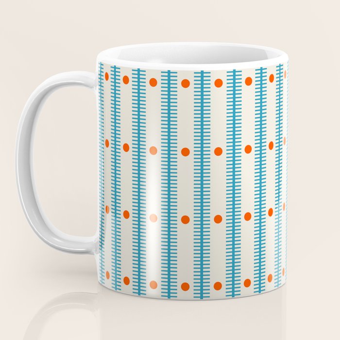 Stripes With Lines and Dots pattern blue and red  Coffee Mug Gallery Image 3