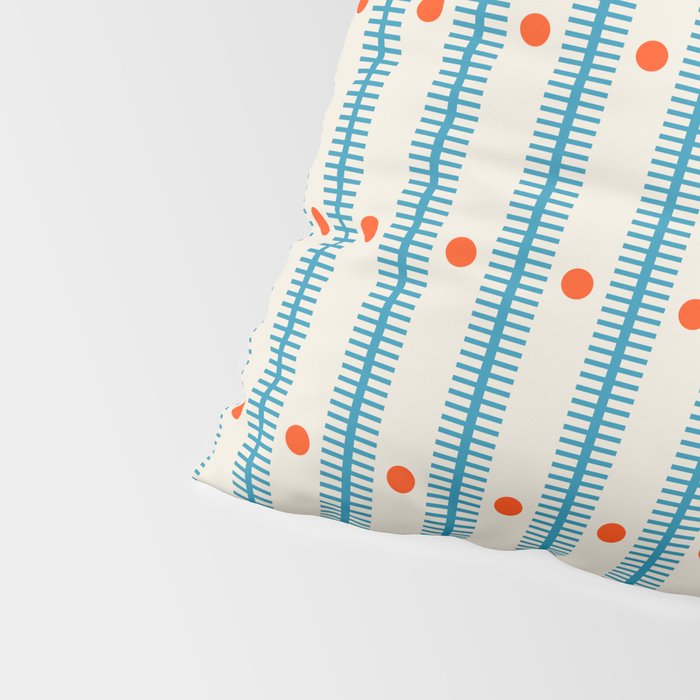 Stripes With Lines and Dots pattern blue and red  Pillow Sham Gallery Image 4