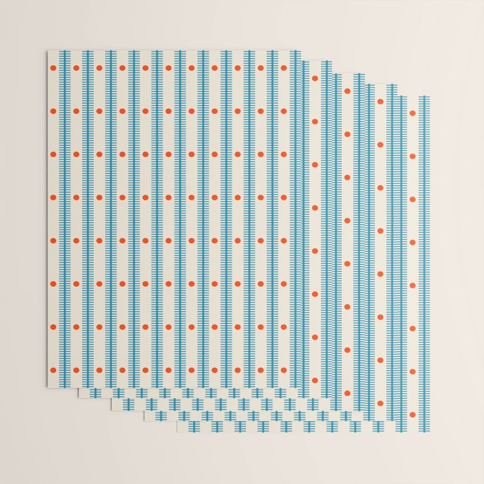 Stripes With Lines and Dots pattern blue and red  Wrapping Paper Gallery Image 3