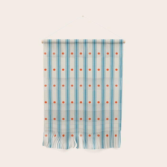 Stripes With Lines and Dots pattern blue and red  Wall Hanging Gallery Image 1