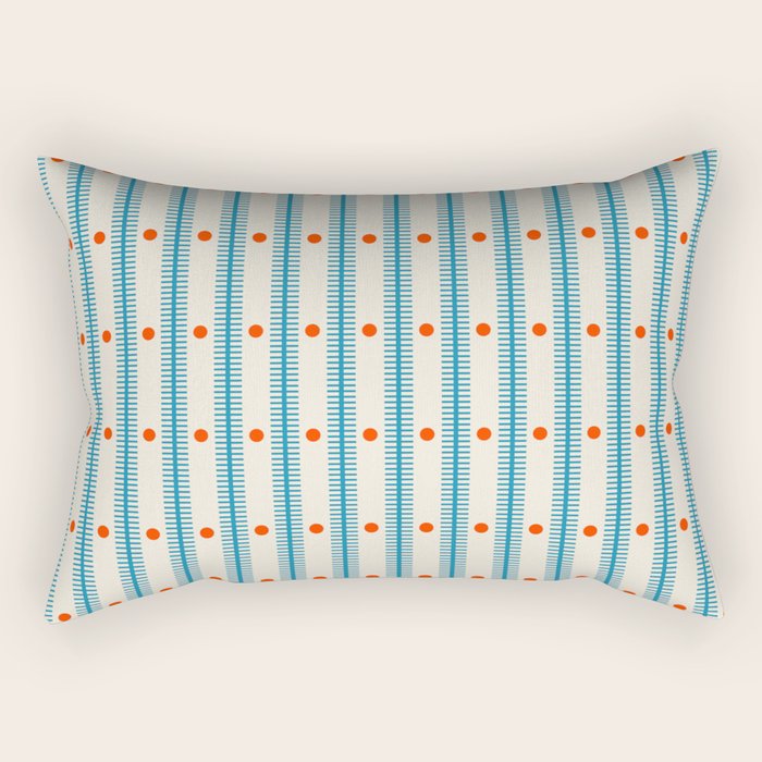 Stripes With Lines and Dots pattern blue and red Rectangular Pillow - Thumbnail 2