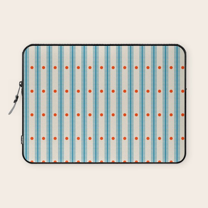 Stripes With Lines and Dots pattern blue and red  Laptop Sleeve Gallery Image 1