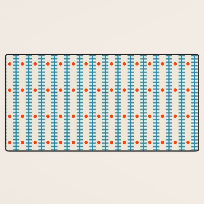 Stripes With Lines and Dots pattern blue and red  Desk Mat Gallery Image 3