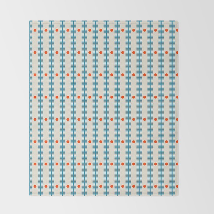 Stripes With Lines and Dots pattern blue and red  Throw Blanket Gallery Image 2
