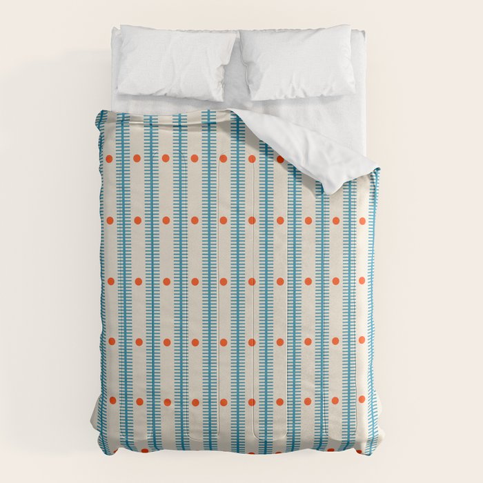 Stripes With Lines and Dots pattern blue and red  Comforter Gallery Image 1