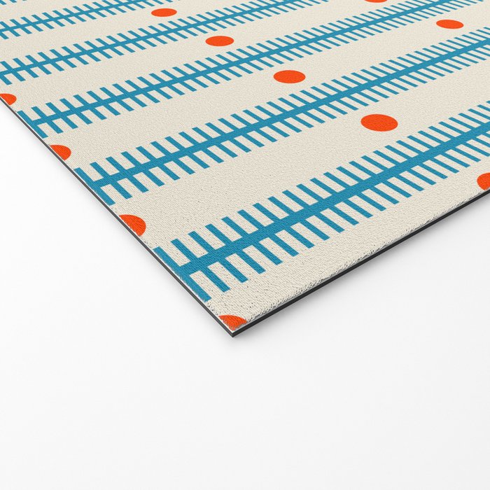 Stripes With Lines and Dots pattern blue and red  Welcome Mat Gallery Image 2