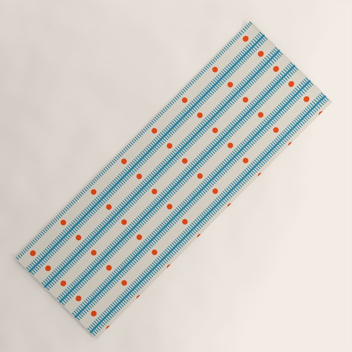Stripes With Lines and Dots pattern blue and red  Yoga Mat Gallery Image 1