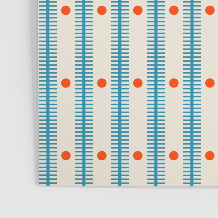 Stripes With Lines and Dots pattern blue and red  Poster Gallery Image 3