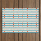 Stripes With Lines and Dots pattern blue and red  Outdoor Rug Gallery Image 1