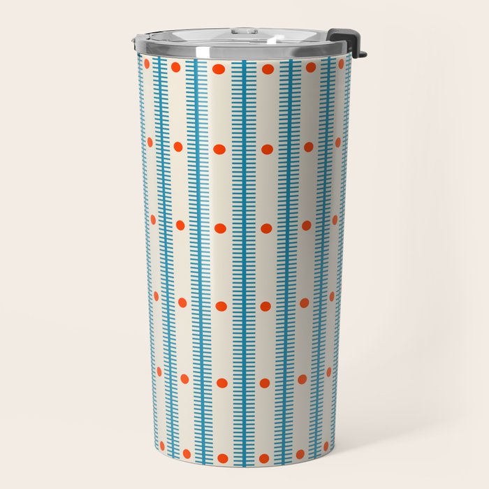 Stripes With Lines and Dots pattern blue and red  Travel Mug Gallery Image 2