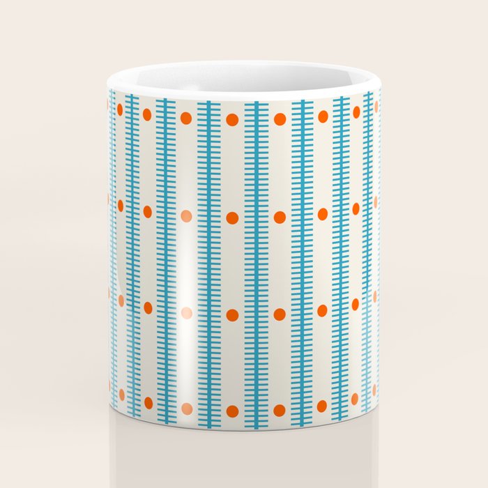 Stripes With Lines and Dots pattern blue and red  Coffee Mug Gallery Image 4