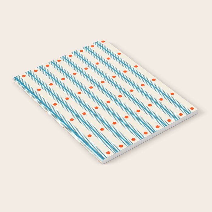 Stripes With Lines and Dots pattern blue and red  Notebook Gallery Image 2