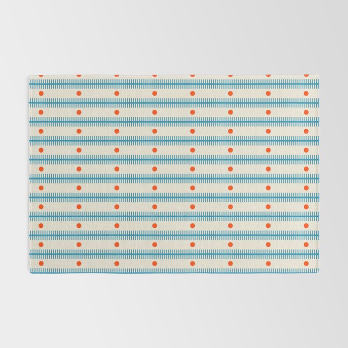 Stripes With Lines and Dots pattern blue and red  Rug Gallery Image 2