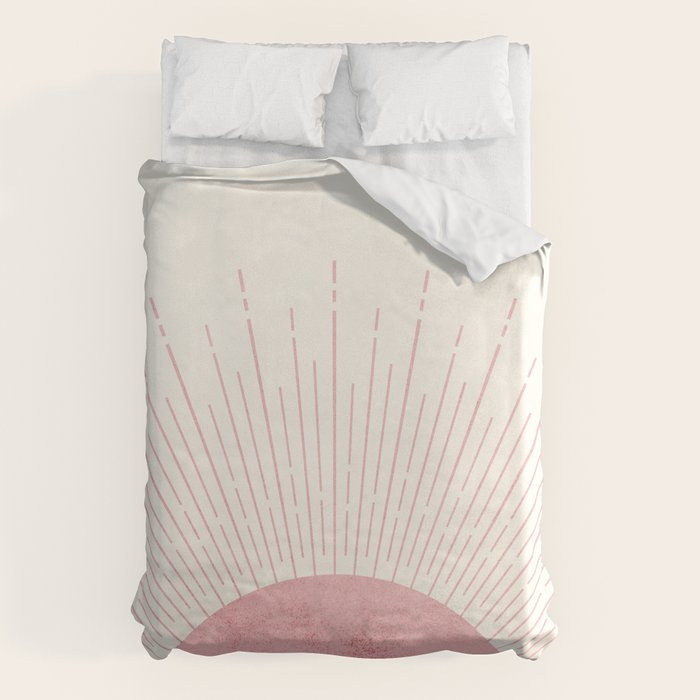 Pink Sunrise Boho Midcentury Duvet Cover Gallery Image 6