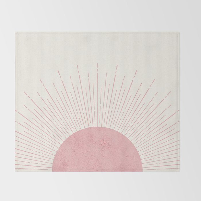 Pink Sunrise Boho Midcentury Throw Blanket Gallery Image 2