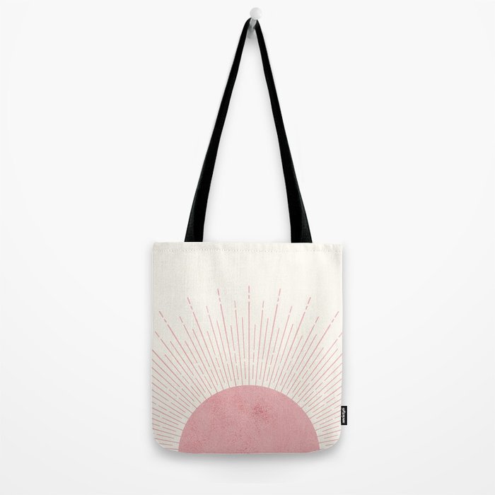 Pink Sunrise Boho Midcentury Tote Bag Gallery Image 2