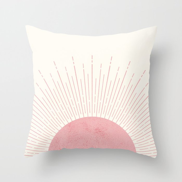 Pink Sunrise Boho Midcentury Throw Pillow Gallery Image 1