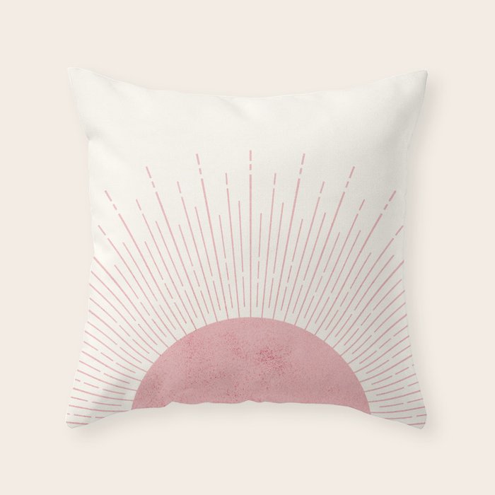 Pink Sunrise Boho Midcentury Throw Pillow Gallery Image 6
