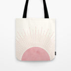 Pink Sunrise Boho Midcentury Tote Bag Gallery Image 1