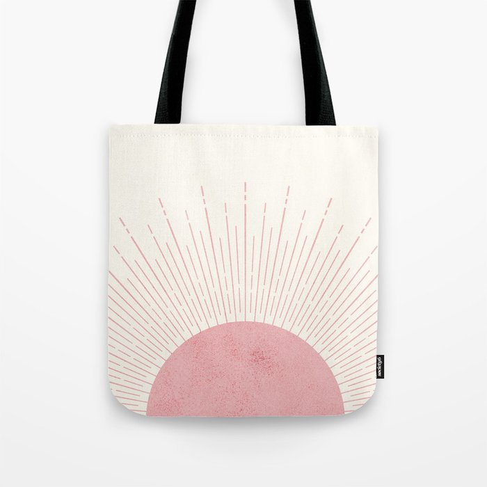 Pink Sunrise Boho Midcentury Tote Bag Gallery Image 1