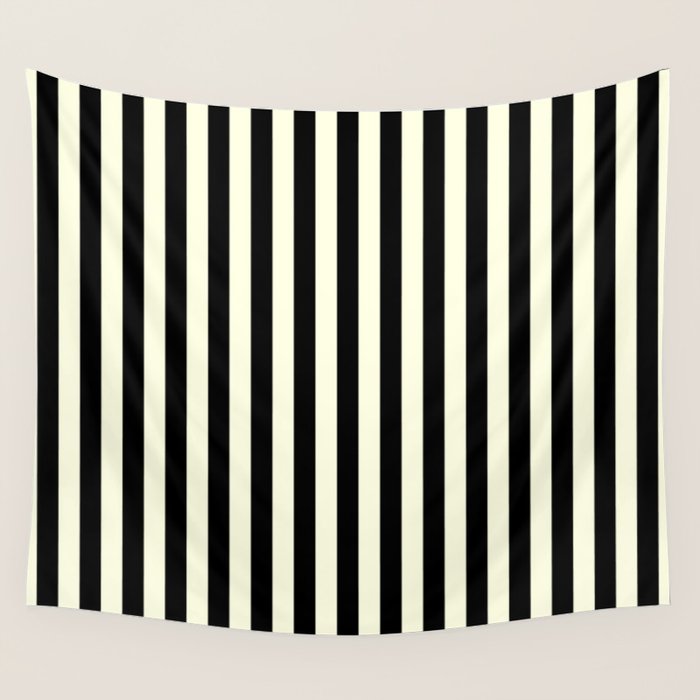 Pale Cream and Black Stripe Wall Tapestry Gallery Image 4