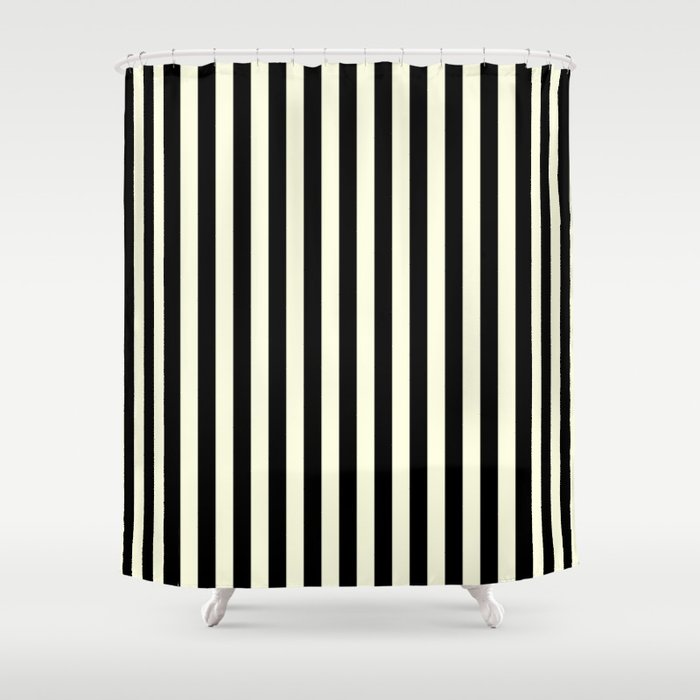 Pale Cream and Black Stripe Shower Curtain Gallery Image 1