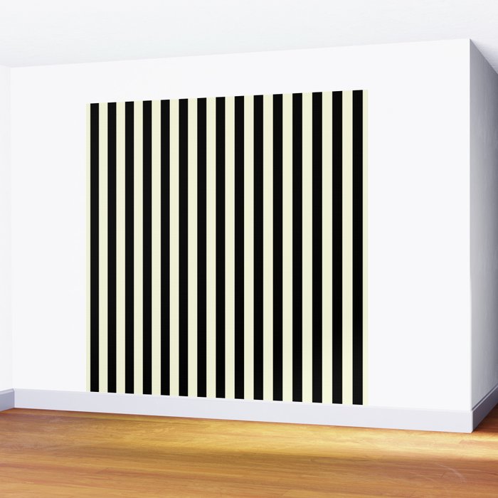 Pale Cream and Black Stripe Wall Mural Gallery Image 2