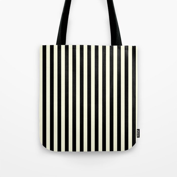 Pale Cream and Black Stripe Tote Bag Gallery Image 1