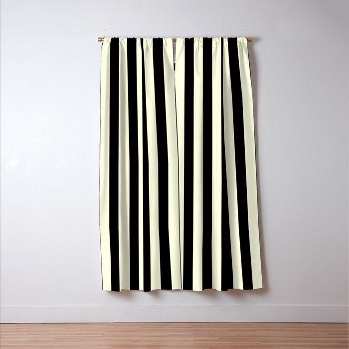Pale Cream and Black Stripe Window Curtain Gallery Image 3