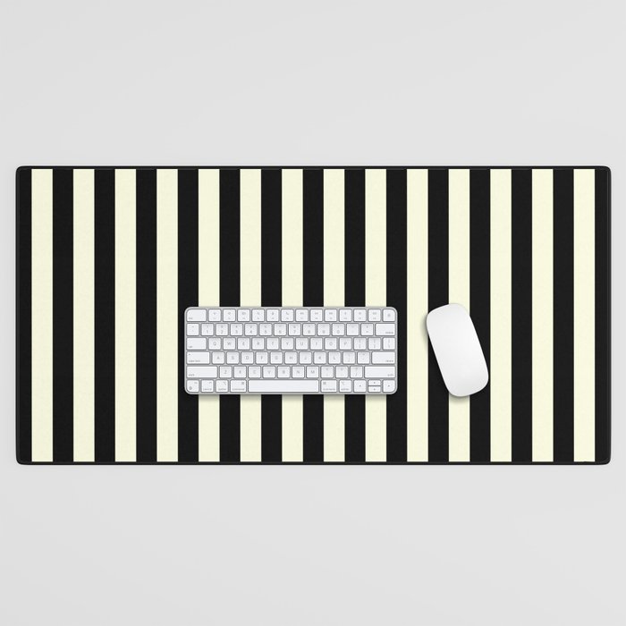 Pale Cream and Black Stripe Desk Mat Gallery Image 1