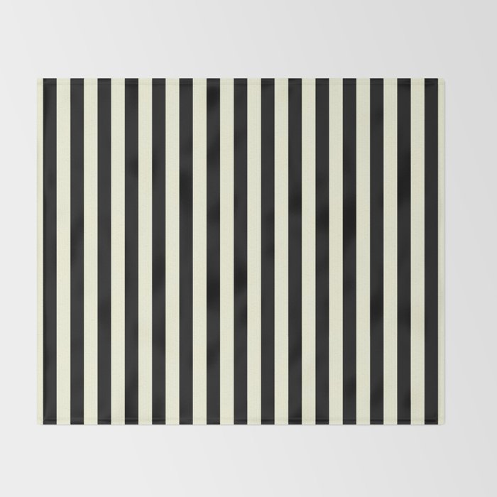 Pale Cream and Black Stripe Throw Blanket Gallery Image 2