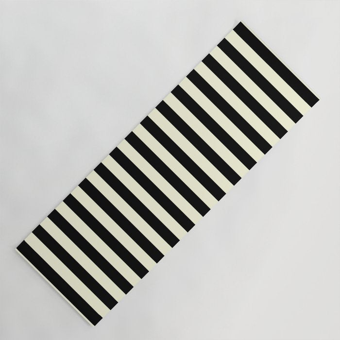 Pale Cream and Black Stripe Yoga Mat Gallery Image 1