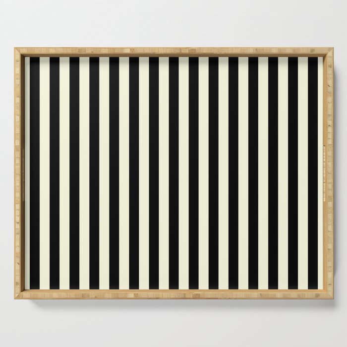 Pale Cream and Black Stripe Serving Tray Gallery Image 1