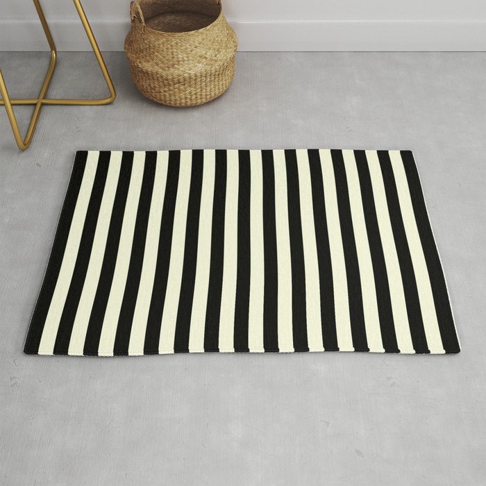 Pale Cream and Black Stripe Rug Gallery Image 1