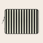 Pale Cream and Black Stripe Laptop Sleeve Gallery Image 1