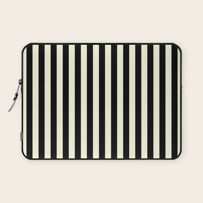 Pale Cream and Black Stripe Laptop Sleeve Gallery Image 1