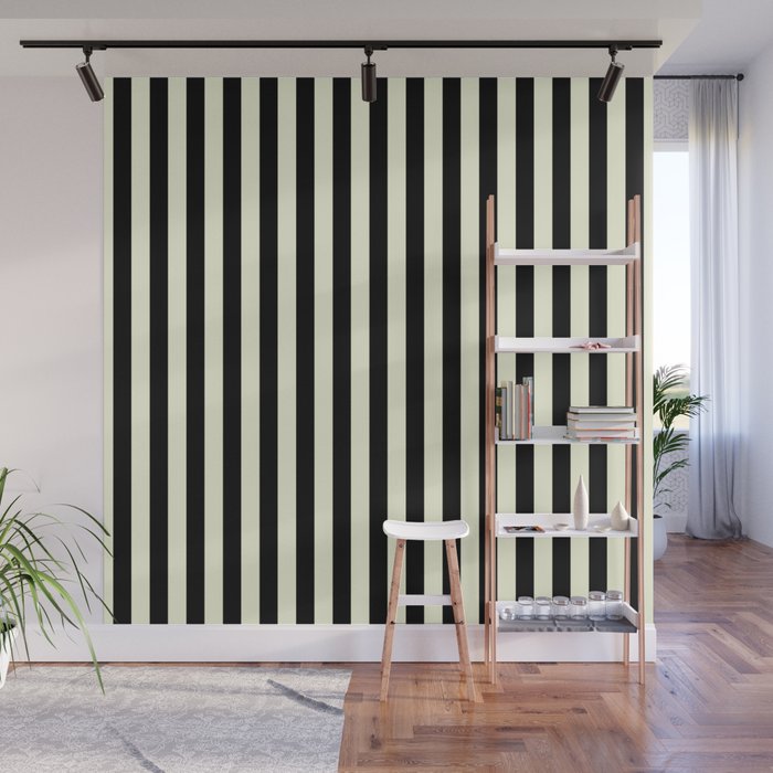 Pale Cream and Black Stripe Wall Mural Gallery Image 1