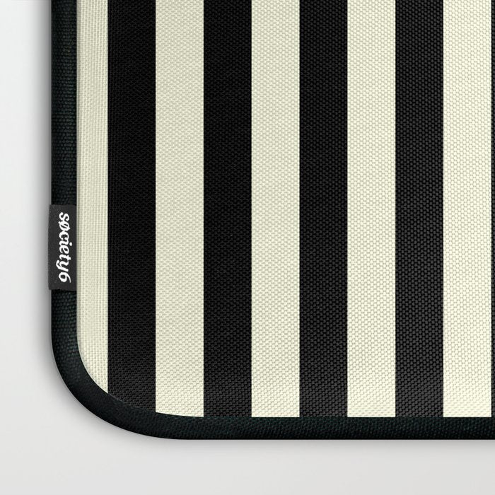 Pale Cream and Black Stripe Laptop Sleeve Gallery Image 3