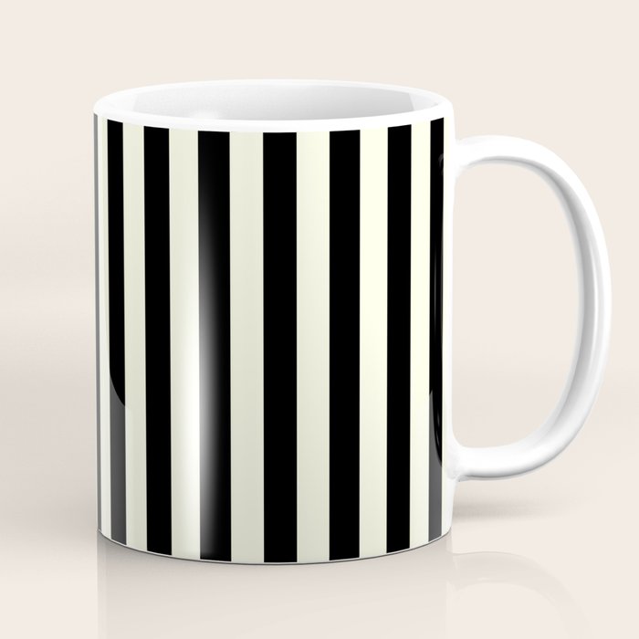 Pale Cream and Black Stripe Coffee Mug Gallery Image 1