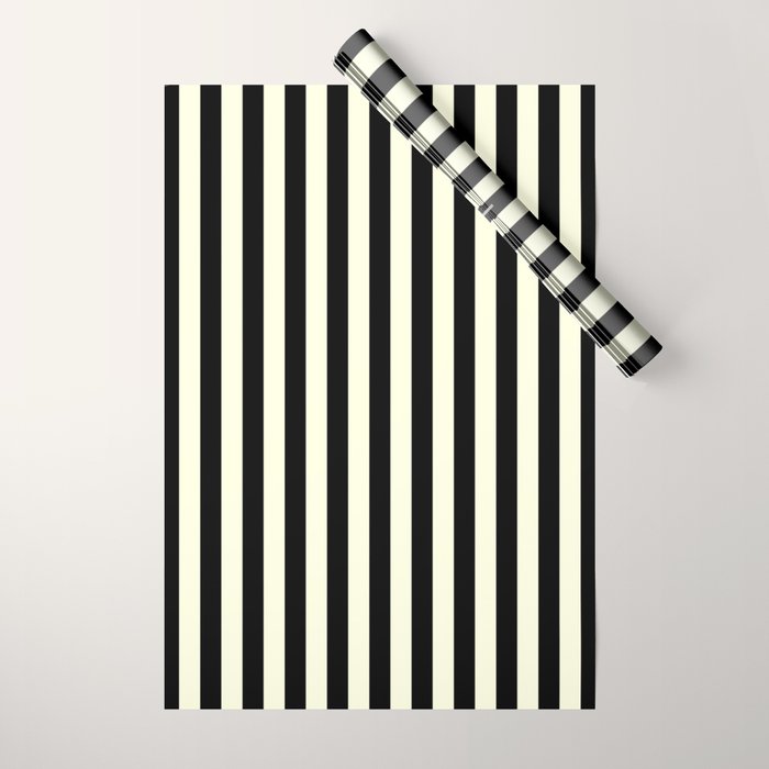 Pale Cream and Black Stripe Wrapping Paper Gallery Image 1