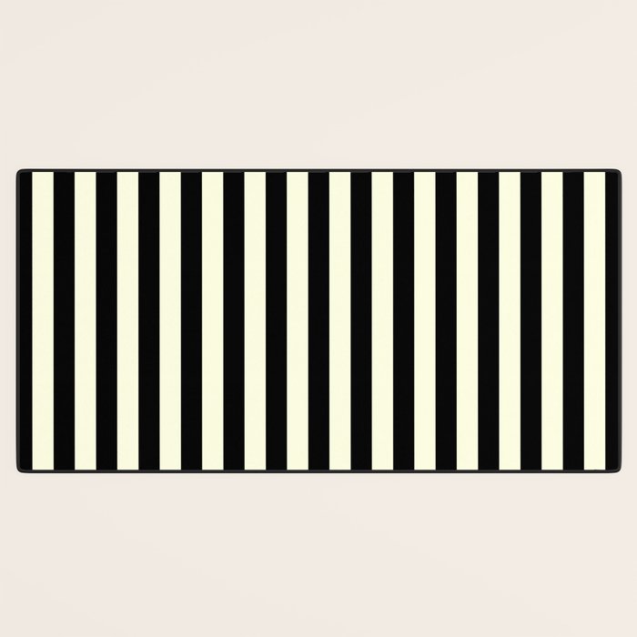 Pale Cream and Black Stripe Desk Mat Gallery Image 3