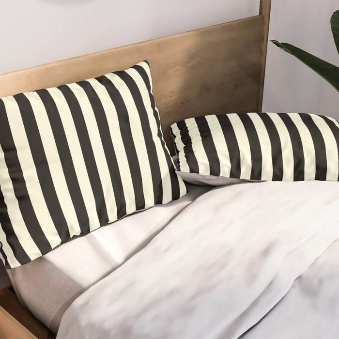 Pale Cream and Black Stripe Pillow Sham Gallery Image 2