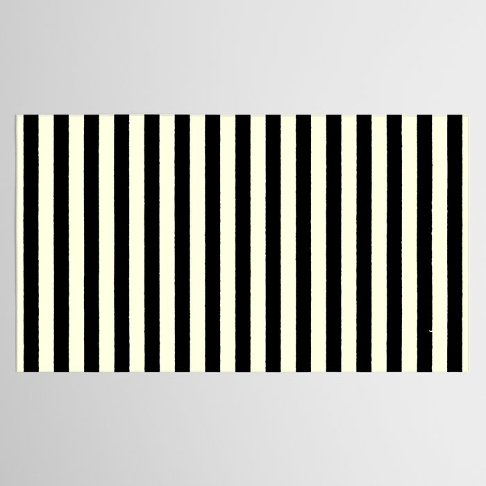 Pale Cream and Black Stripe Tablecloth Gallery Image 2