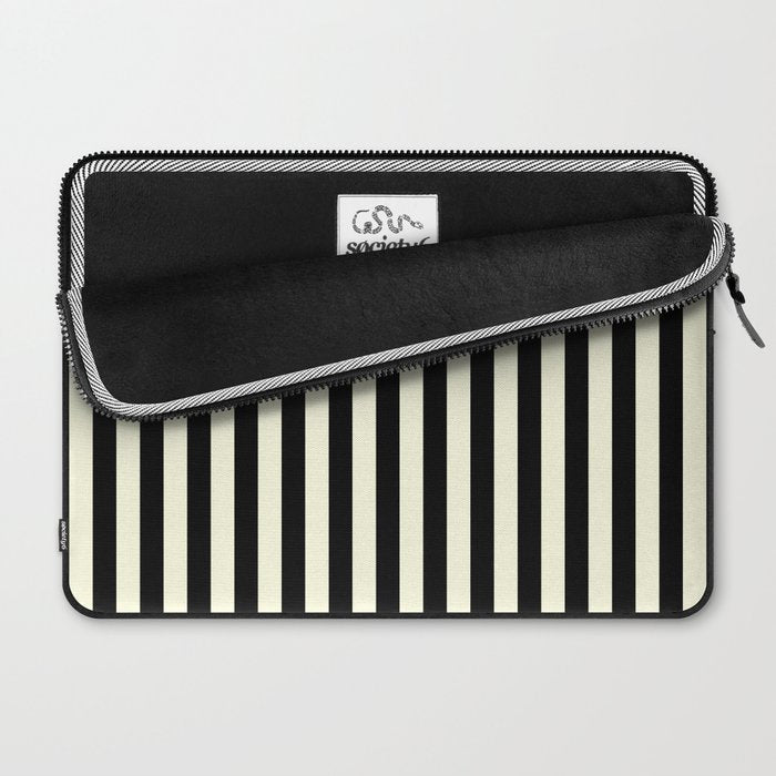 Pale Cream and Black Stripe Laptop Sleeve Gallery Image 2