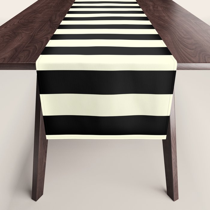 Pale Cream and Black Stripe Table Runner Gallery Image 1