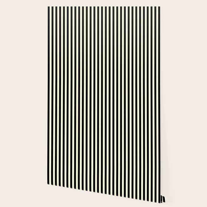Pale Cream and Black Stripe Wallpaper Gallery Image 2