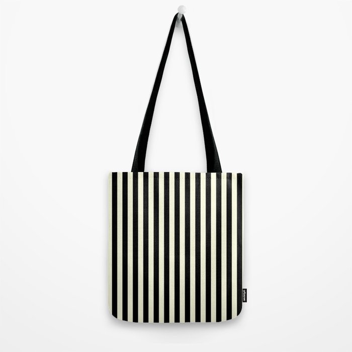Pale Cream and Black Stripe Tote Bag Gallery Image 2
