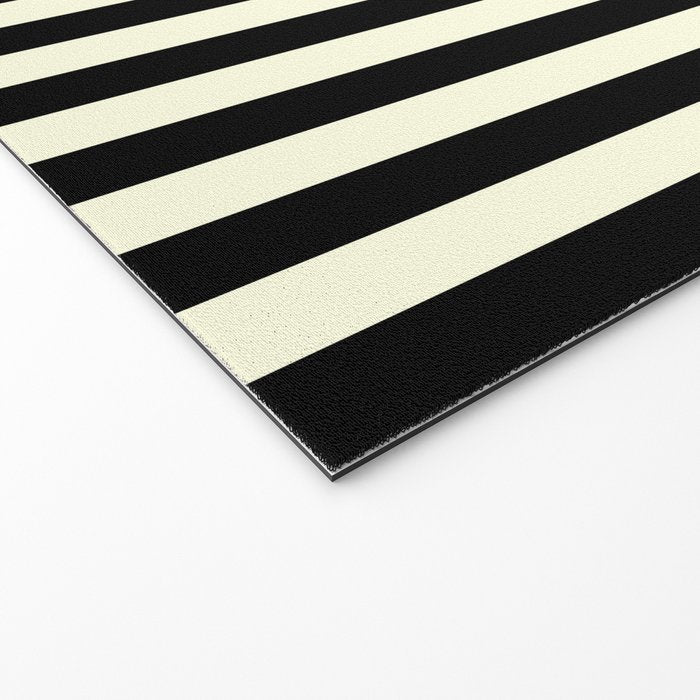Pale Cream and Black Stripe Welcome Mat Gallery Image 2