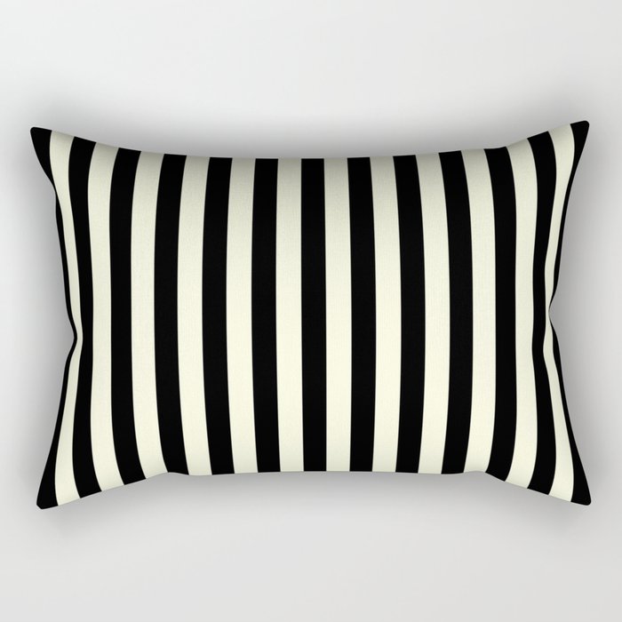 Pale Cream and Black Stripe Rectangular Pillow Gallery Image 2